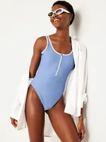 Half Zip One-Piece Swimsuit