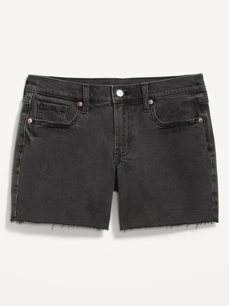 Mid-Rise Boyfriend Cut-Off Jean Shorts -- 5-inch inseam