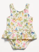 Printed Ruffled One-Piece Swimsuit for Baby