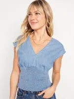 Waist-Defined Smocked Top