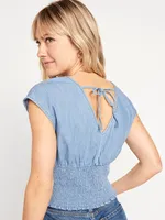 Waist-Defined Smocked Top