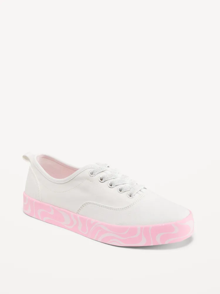 Elastic-Lace Canvas Sneakers for Girls