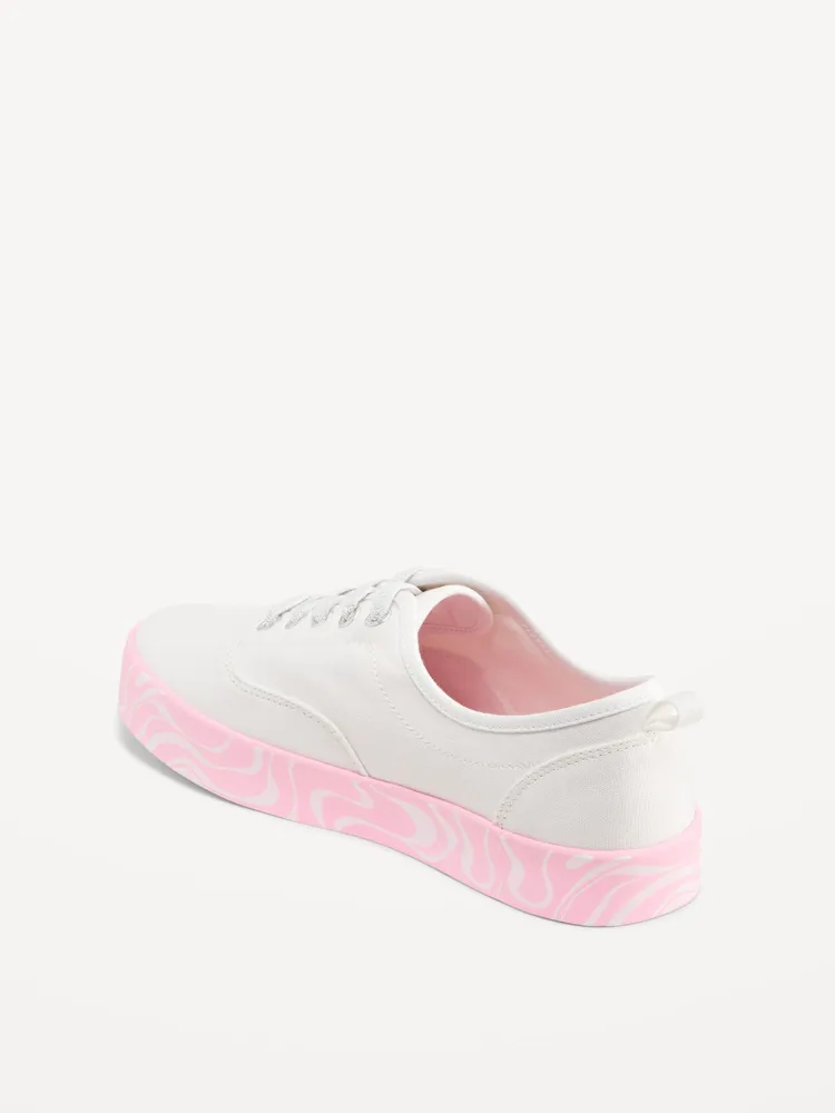 Elastic-Lace Canvas Sneakers for Girls