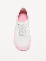 Elastic-Lace Canvas Sneakers for Girls