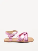 Faux-Leather Knotted Strap Sandals for Girls