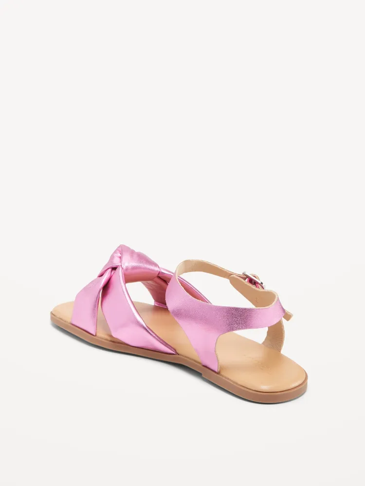 Faux-Leather Knotted Strap Sandals for Girls