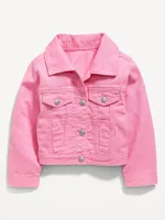 Cropped Trucker Twill Jacket for Toddler Girls