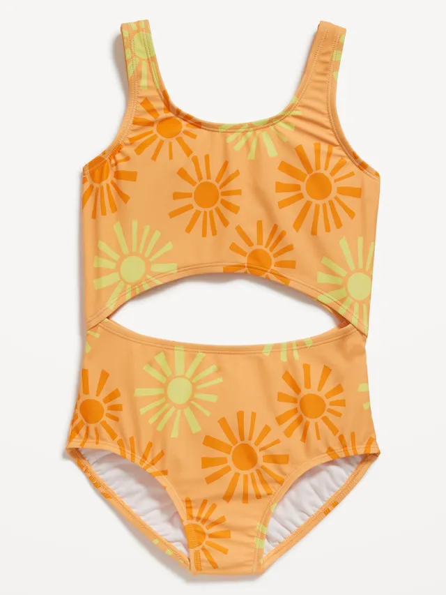 Printed Side-Cutout One-Piece Swimsuit for Girls