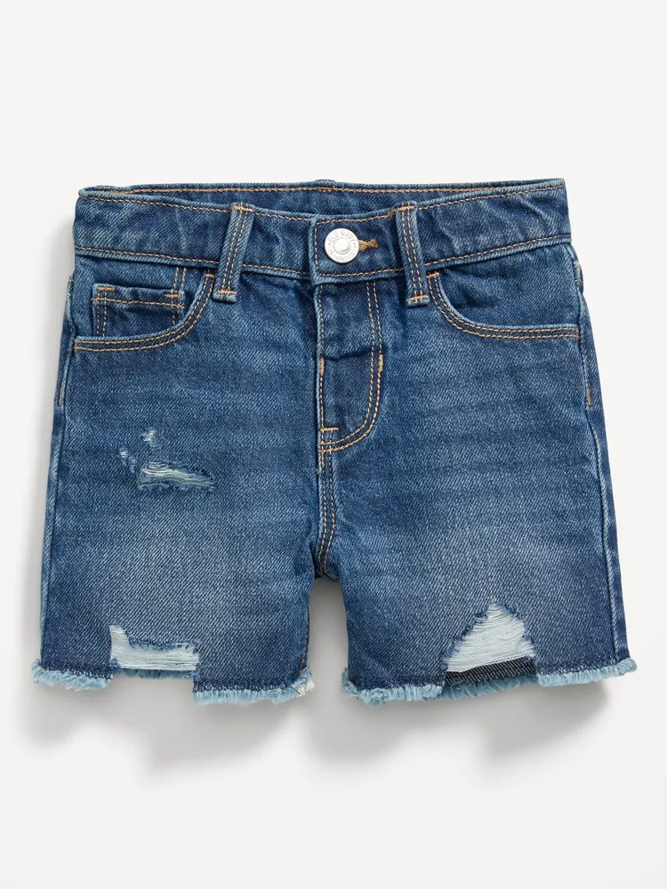 High-Waisted Frayed-Hem Jean Shorts for Toddler Girls