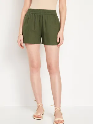 Linen-Blend Shorts -- inseam