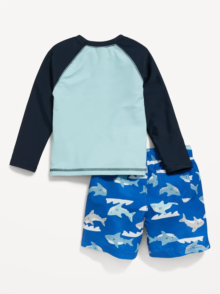 Rashguard Pocket Swim Top & Trunks for Toddler Boys