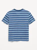 Textured Striped Short-Sleeve Pocket T-Shirt for Boys