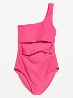 Twist-Front One-Shoulder Swimsuit