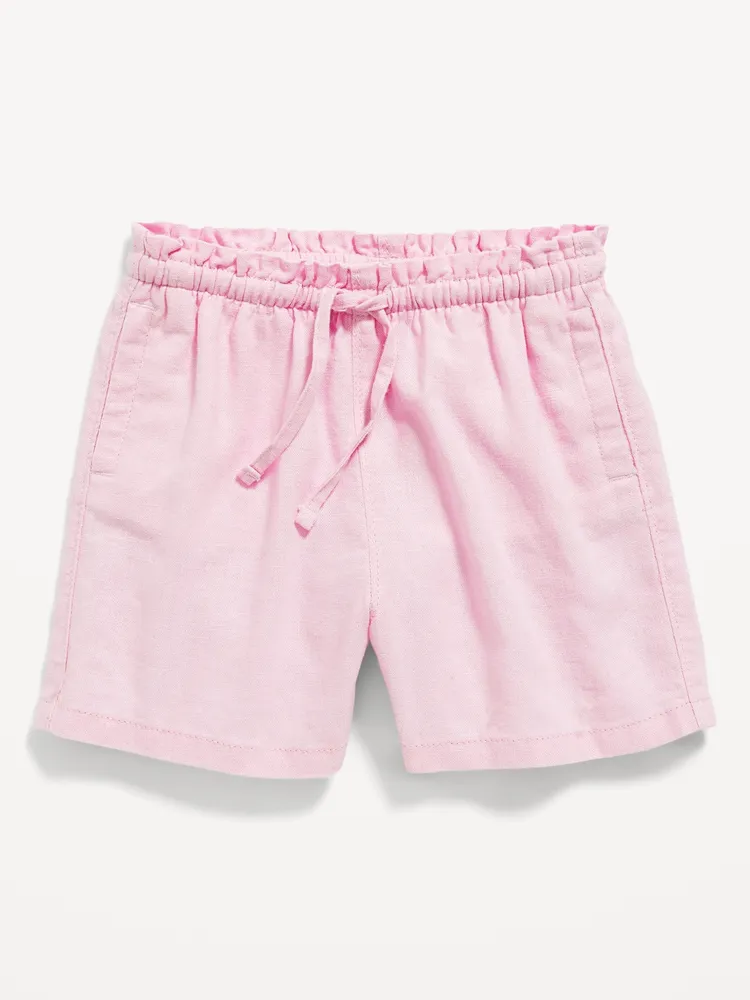 Linen-Blend Pull-On Shorts for Toddler Girls