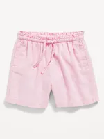 Linen-Blend Pull-On Shorts for Toddler Girls