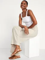 High-Waisted Linen-Blend Wide-Leg Pants