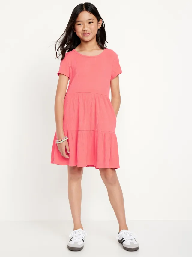 Long-Sleeve Button-Front Clip-Dot Swing Dress for Girls