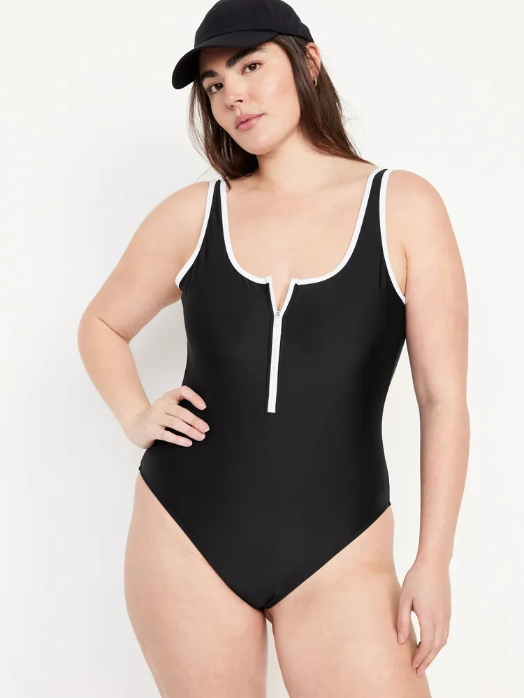 Half Zip One-Piece Swimsuit