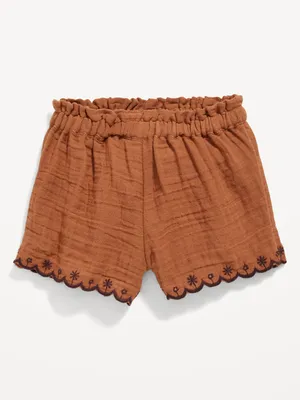 Double-Weave Scallop-Trim Shorts for Baby