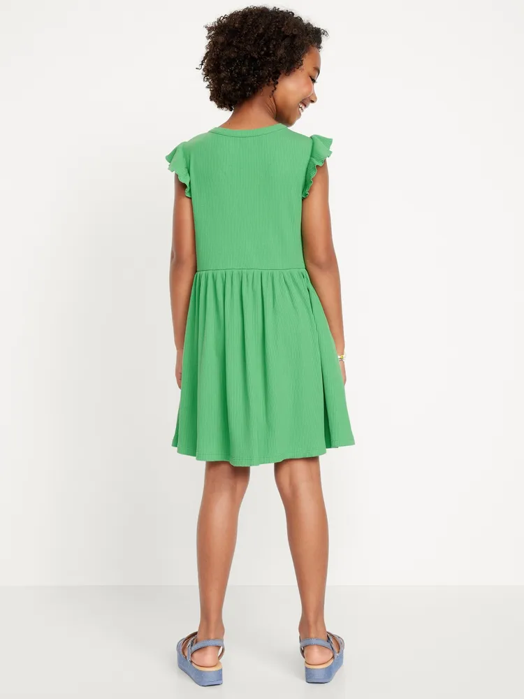 Ruffled-Sleeve Fit & Flare Dress for Girls