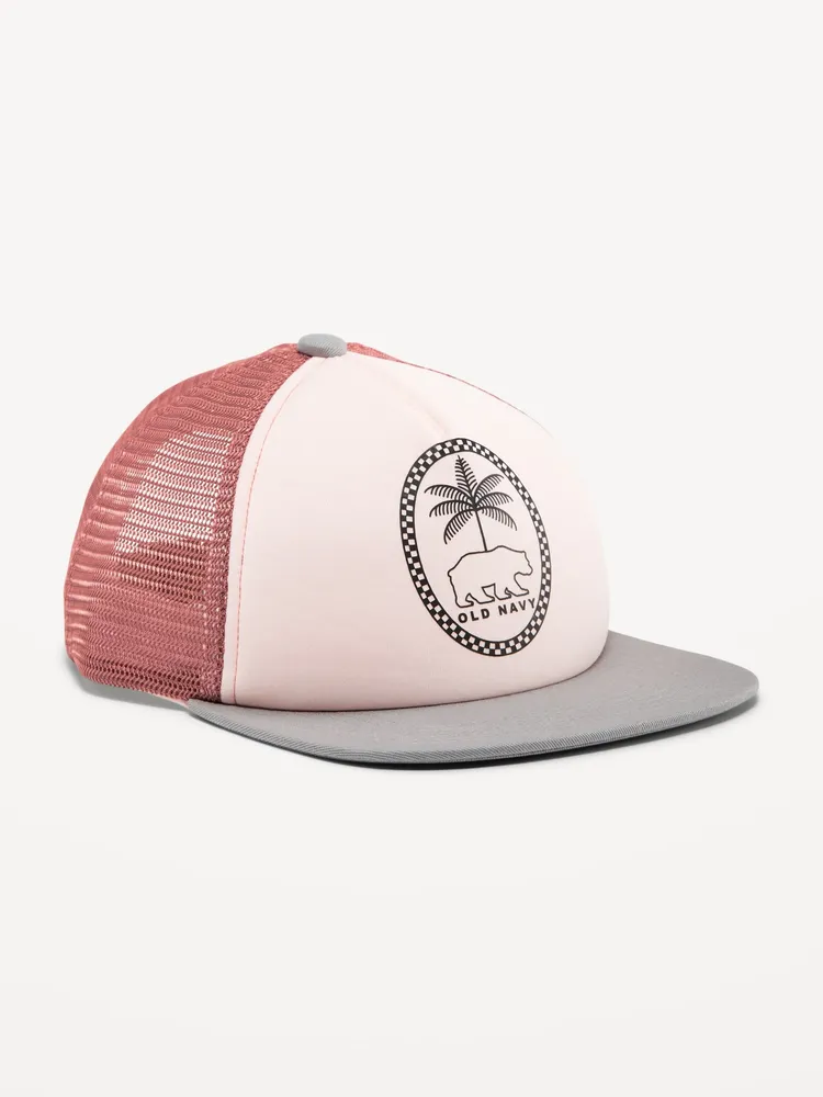 Logo-Graphic Flat-Brim Trucker Hat for Boys