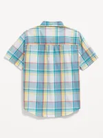 Plaid Poplin Pocket Shirt for Boys