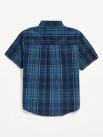 Plaid Poplin Pocket Shirt for Boys