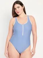 Half Zip One-Piece Swimsuit