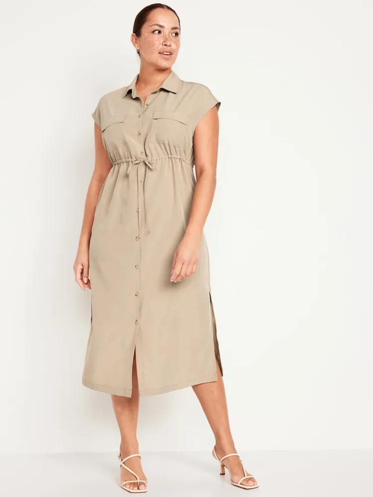 Maternity Dolman Sleeve Utility Midi Dress