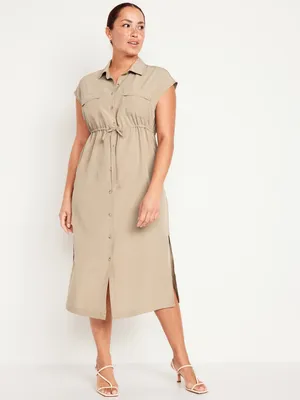 Maternity Dolman Sleeve Utility Midi Dress