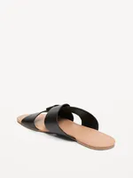 Faux-Leather Link Strap Sandals