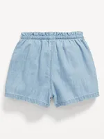 Ruffled Chambray Pull-On Shorts for Toddler Girls