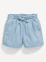 Ruffled Chambray Pull-On Shorts for Toddler Girls