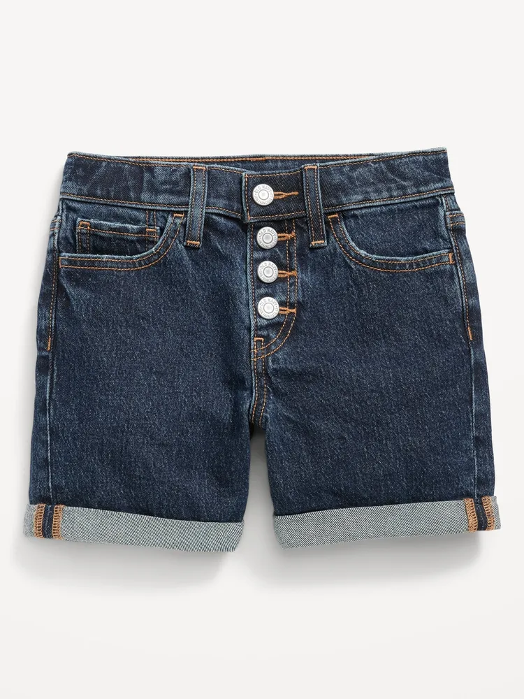 High-Waisted Button-Fly Jean Midi Shorts for Girls