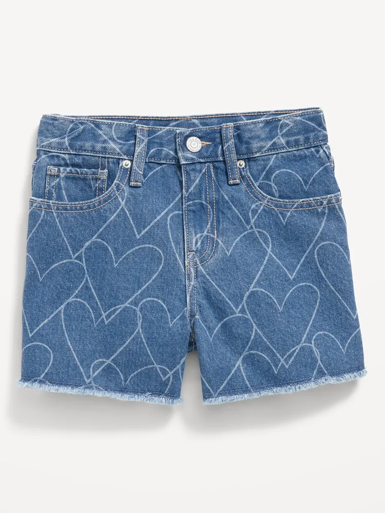 Printed High-Waisted Frayed-Hem Jean Shorts for Girls
