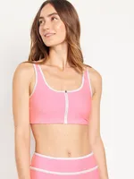 Zip-Front Bikini Swim Top