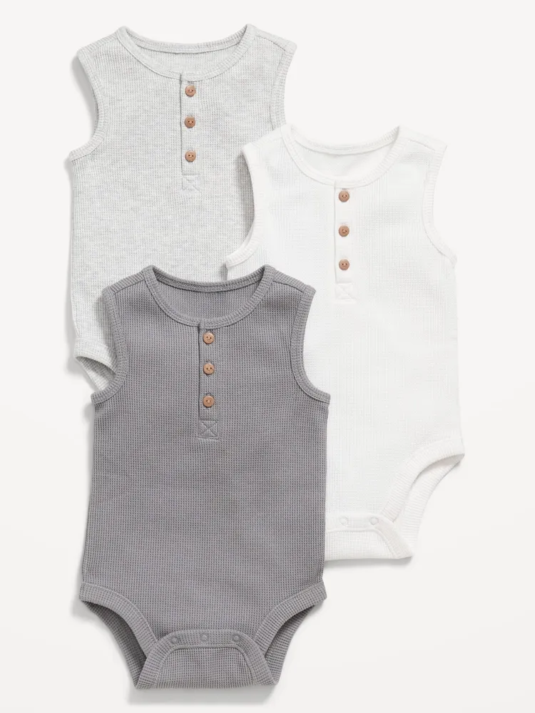 Old Navy Unisex Sleeveless Henley Bodysuit 3-Pack for Baby