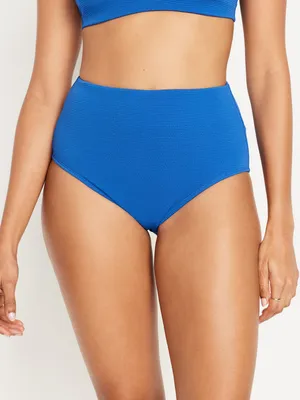 High-Waisted French-Cut Puckered Bikini Swim Bottoms