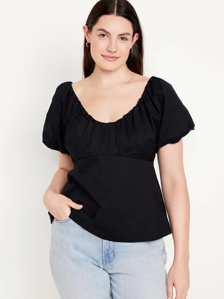 Waist-Defined V-Neck Top