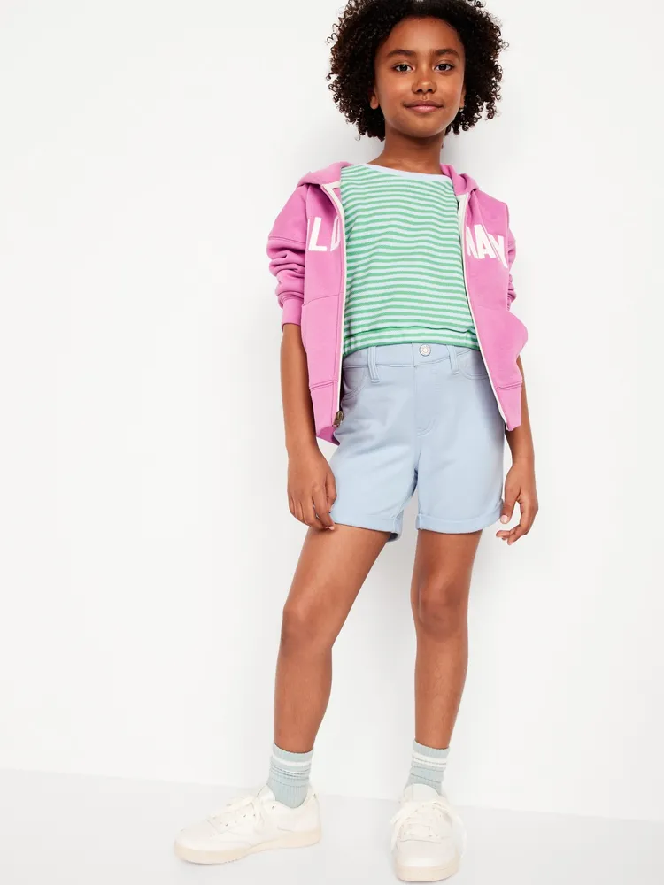 French Terry Rolled-Cuff Midi Shorts for Girls