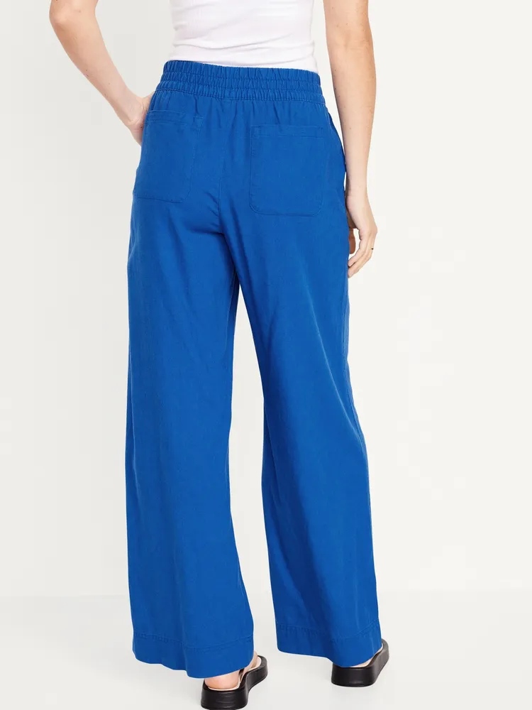 High-Waisted Linen-Blend Wide-Leg Pants