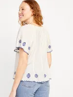 V-Neck Embroidered Top