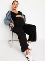 Maternity V-Neck Wide-Leg Jumpsuit