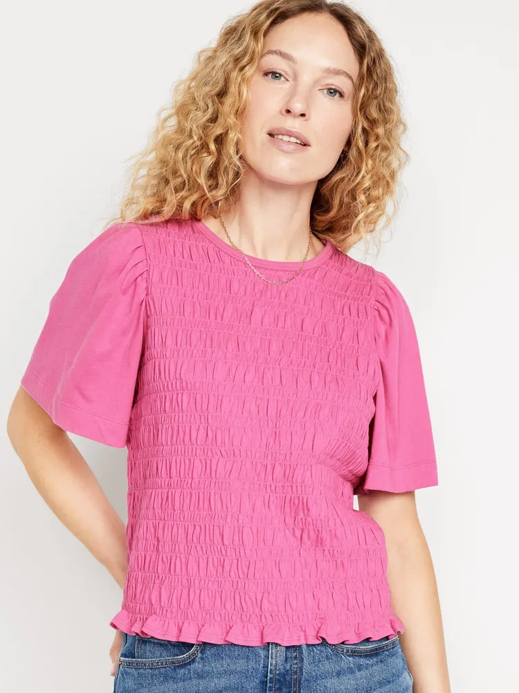 Short-Sleeve Smocked Top