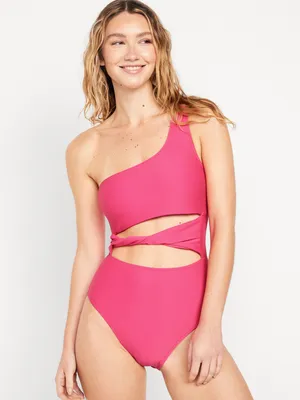 Twist-Front One-Shoulder Swimsuit
