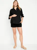 Maternity Rollover-Waist Shorts -- 3.5-inch inseam