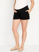 Maternity Rollover-Waist Shorts -- 3.5-inch inseam