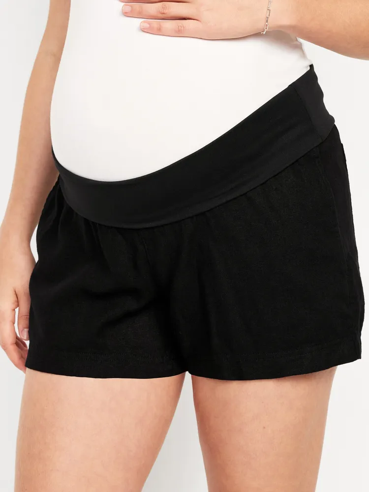 Maternity Rollover-Waist Shorts -- 3.5-inch inseam