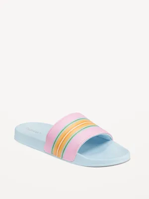 Printed Faux-Leather Pool Slide Sandals for Girls