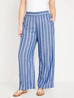 High-Waisted Linen-Blend Wide-Leg Pants